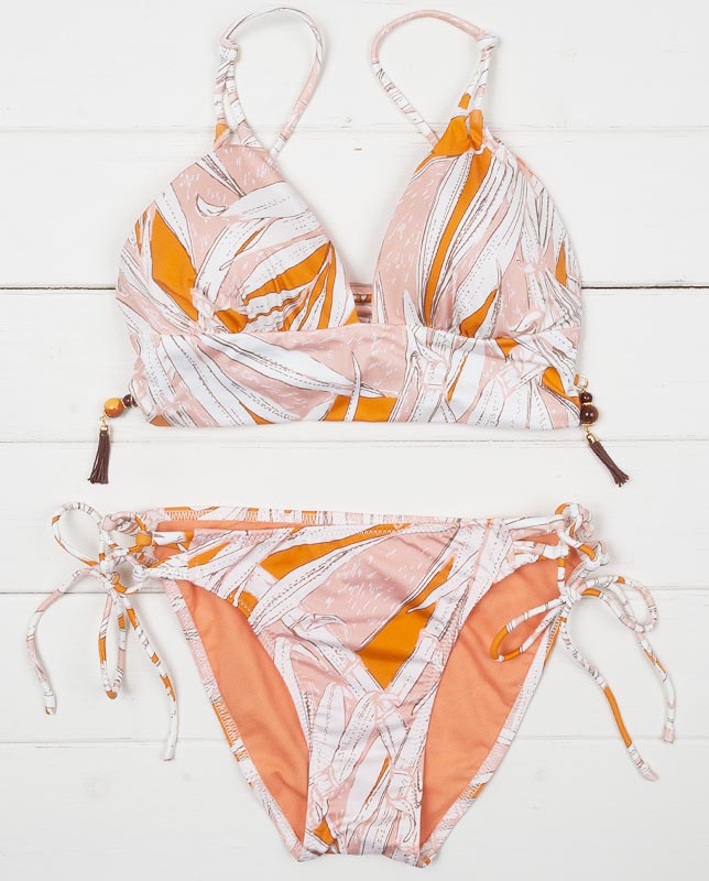 アートボタニカル レーサーバック編み上げハーフトップ水着【LAULEA】