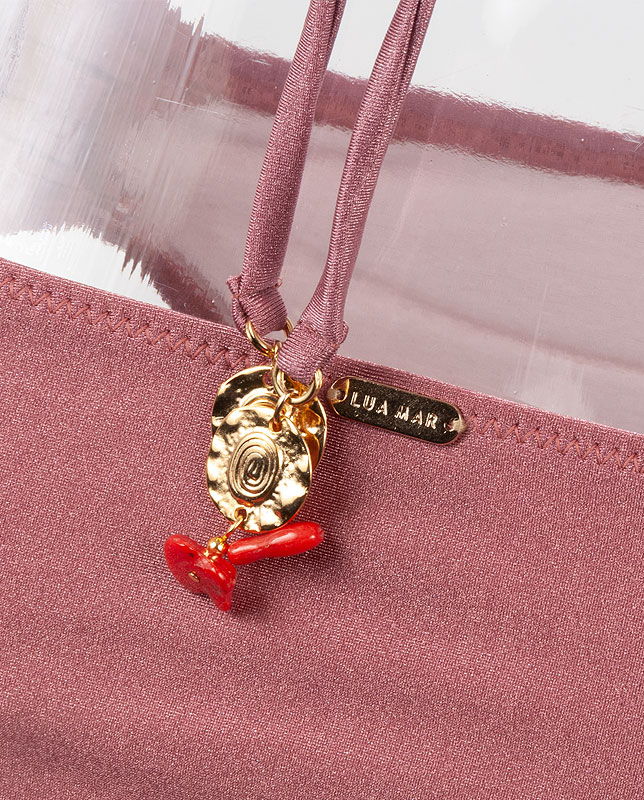 ビーズチャーム付きワンカラーハーフトップ水着 【LUA MAR】