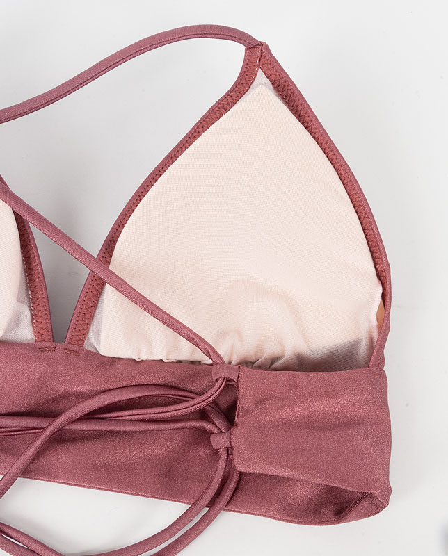 ビーズチャーム付きワンカラーハーフトップ水着 【LUA MAR】