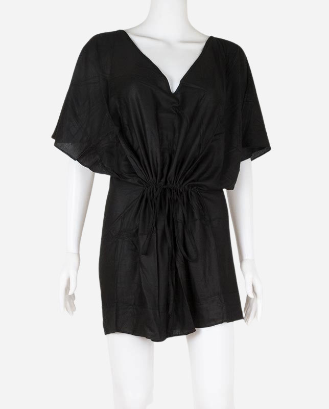 Vネック切り替えチュニックドレス ブラック Morena Rosa