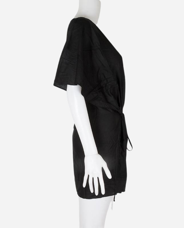 Vネック切り替えチュニックドレス ブラック Morena Rosa