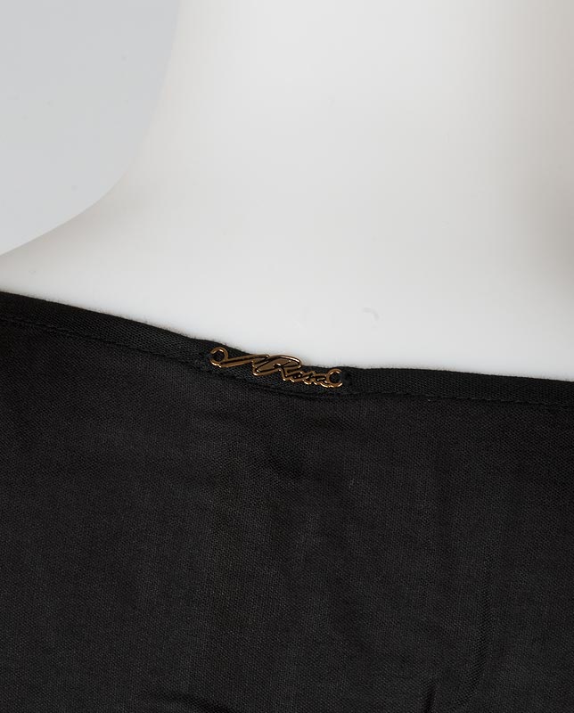 Vネック切り替えチュニックドレス ブラック Morena Rosa