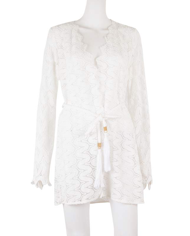 ベルト付きショート丈レースガウン Morena Rosa