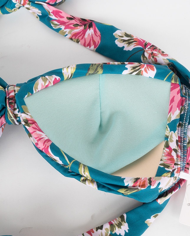 小花柄アートタッチ フロントノットホルター水着 【LAULEA】