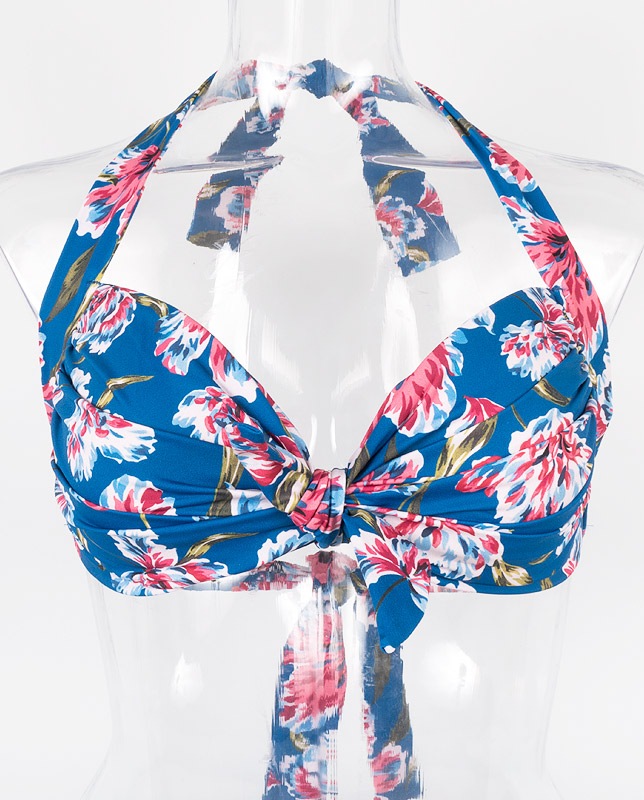 小花柄アートタッチ フロントノットホルター水着 【LAULEA】