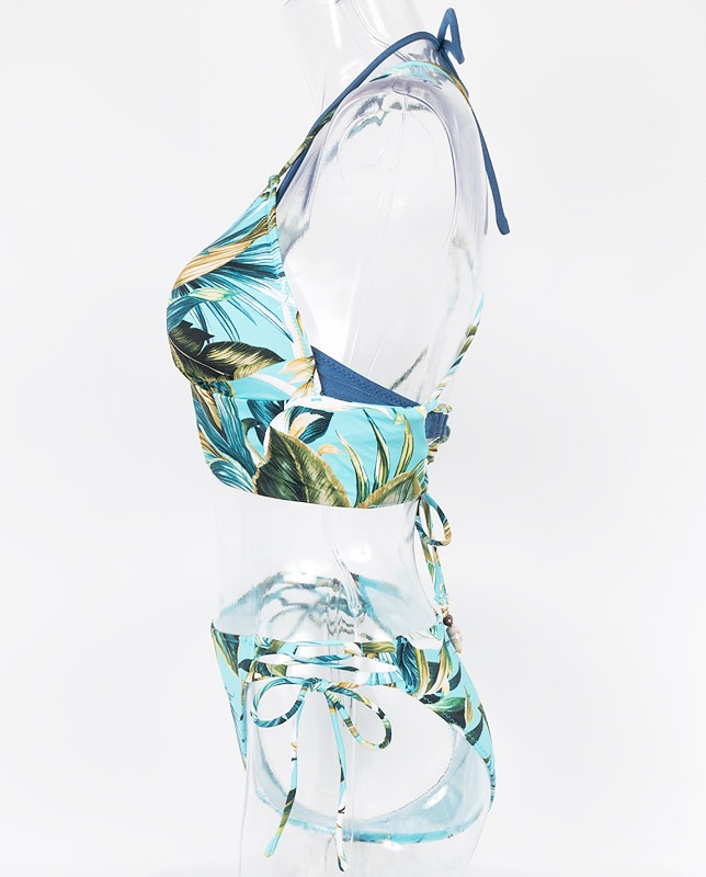 □雑誌掲載商品□トロピカルボタニカル柄バンドゥ・ハーフトップ水着3  