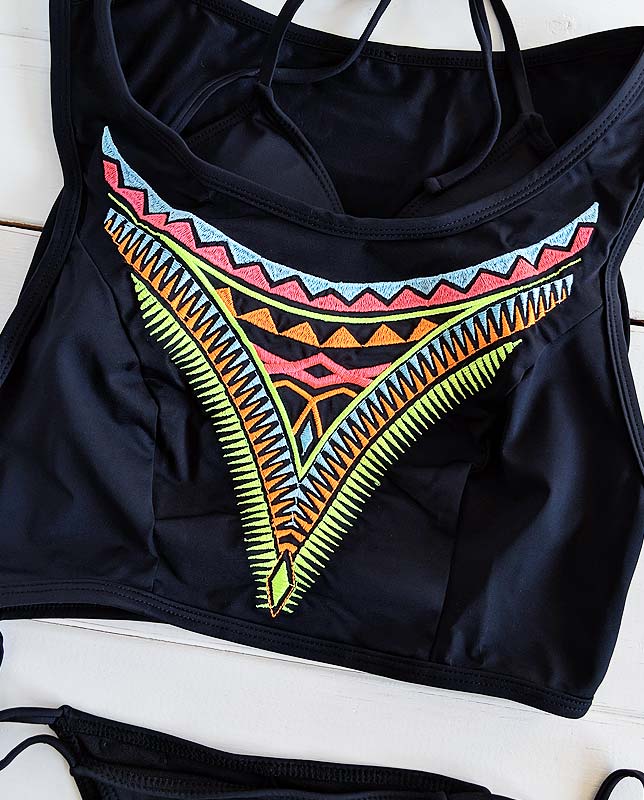 エスニック刺繍ハーフトップ&三角水着3点セット Morena Rosa