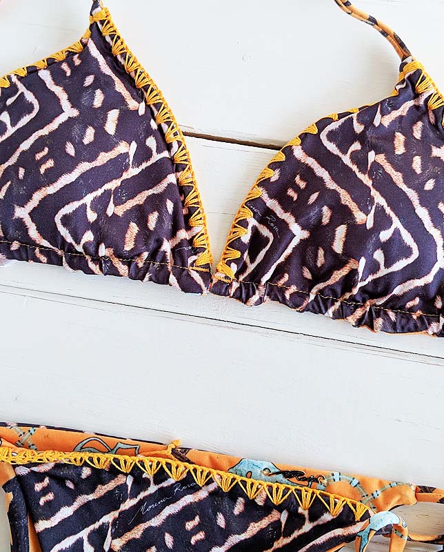 リバーシブル三角水着 レオパード×エジプト柄 Morena Rosa