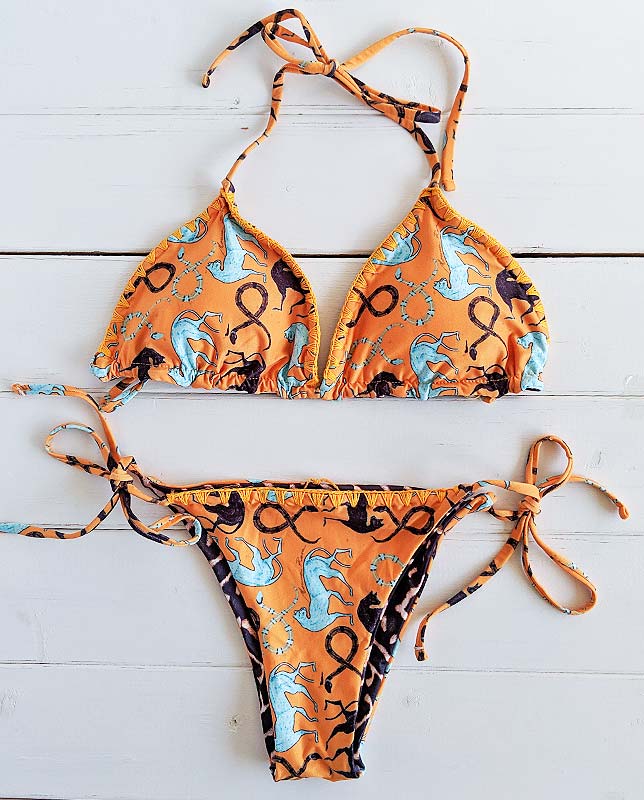 リバーシブル三角水着 レオパード×エジプト柄 Morena Rosa