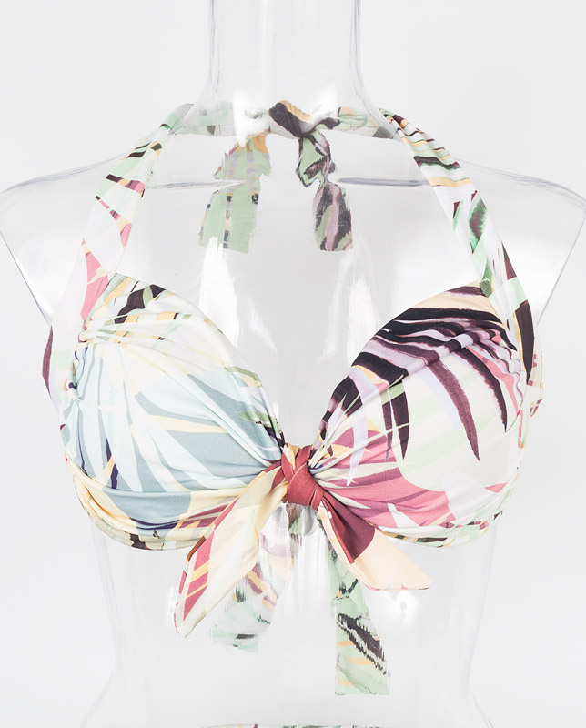 パステルボタニカル柄 フロントノットホルター水着 【LAULEA】