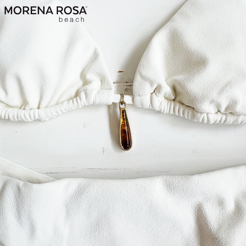 Morena Rosa モレナローザ ストーンビジュー付きホワイトトライアングル水着 ブラジリアンビキニ