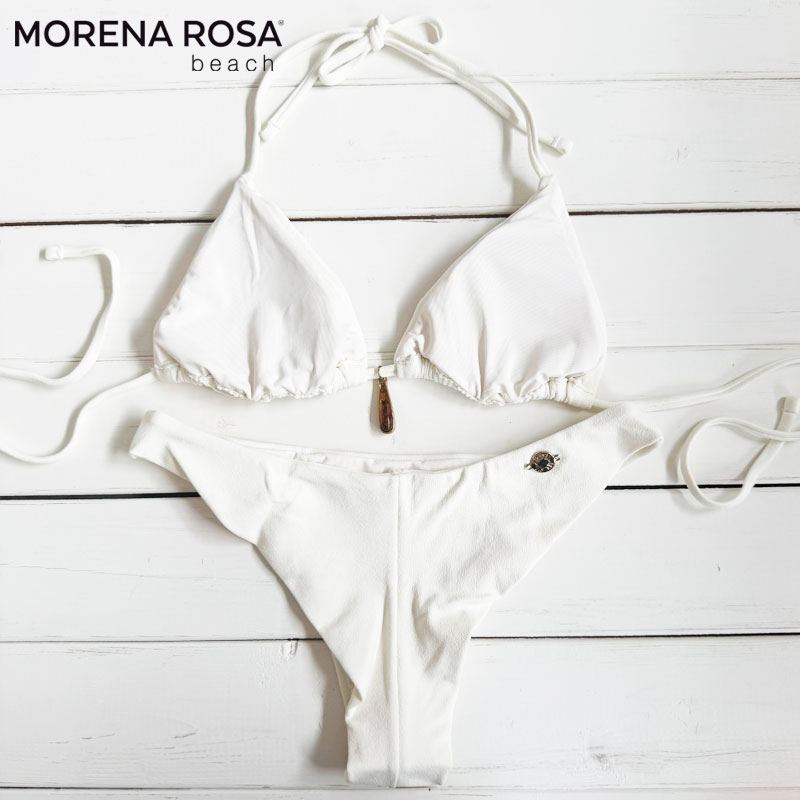 Morena Rosa モレナローザ ストーンビジュー付きホワイトトライアングル水着 ブラジリアンビキニ