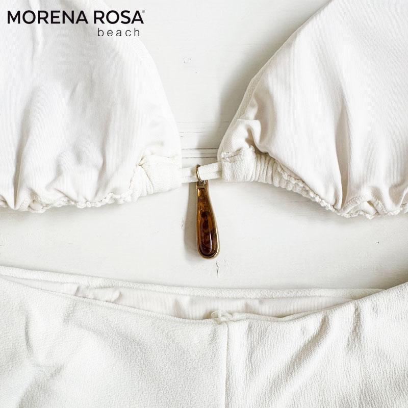 Morena Rosa モレナローザ ストーンビジュー付きホワイトトライアングル水着 ブラジリアンビキニ