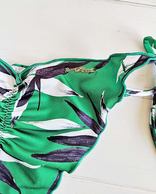 縁フリルグリーンボタニカル三角水着 Morena Rosa