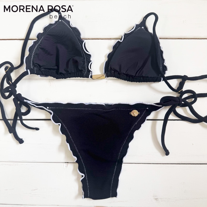 Morena Rosa モレナローザ 縁フリルブラックトライアングル水着 ブラジリアンビキニ