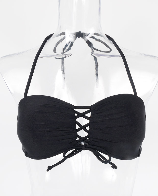 フェザー＆ボタニカル柄バンドゥ・ハーフトップ水着3点セット 【LAULEA】