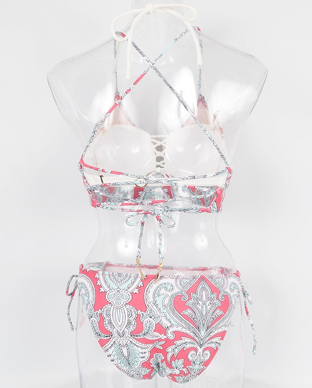 ペイズリー柄 エンボス生地バンドゥ ハーフトップ水着3点セット Laulea Laulea オリジナル Laulea 水着 ラウレア水着 の公式通販