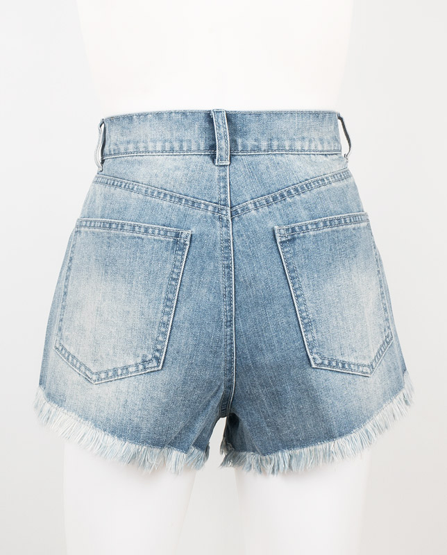フリンジデニムショートパンツ ビーチウェア兼用 【LAULEA