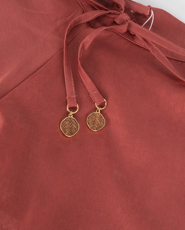 ラタンチャーム付きアースカラーフレアショートパンツ  ビーチウェア兼用 【LAULEA】