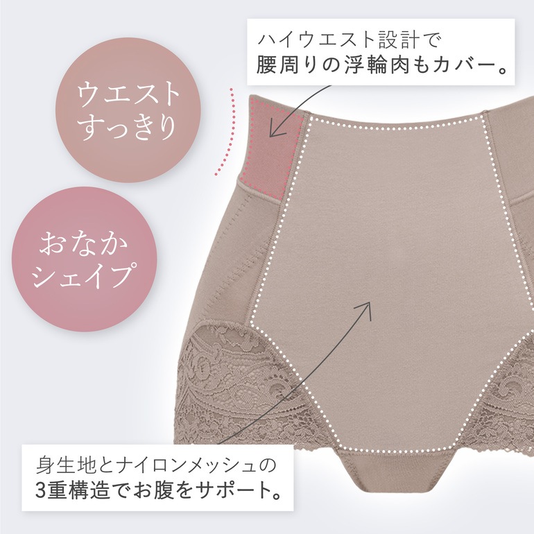 カヤビューティラボ やわらか綿混ハイウエストショーツ24