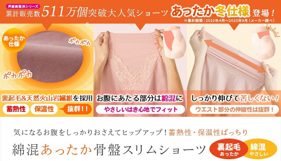 【2枚組】芦屋美整体 綿混あったか骨盤スリムスタイルショーツ