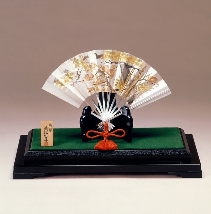 武比古 純銀 扇 8号（松竹梅） | 銀製品,純銀製置物,扇 | 森銀器 