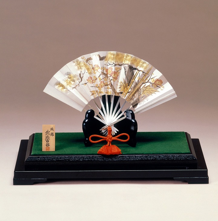 武比古作、純銀扇、松竹梅 武比古 純銀 扇 松竹梅 12号 | 銀製品,純銀製置物,扇 | 森銀器