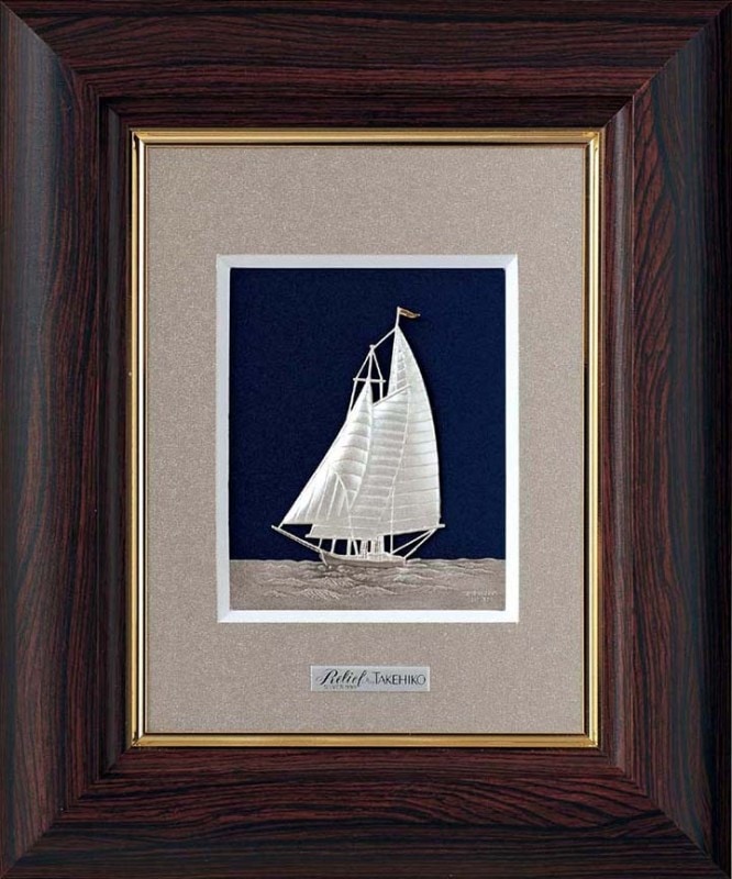 純銀製 屯栄 ヨット 本体重量 54g 刻印 額装 縦14cm横12.5cm 純銀製 屯栄 ヨット 本体重量 54g 刻印 額装 縦14cm横12.5cm 純銀製 屯