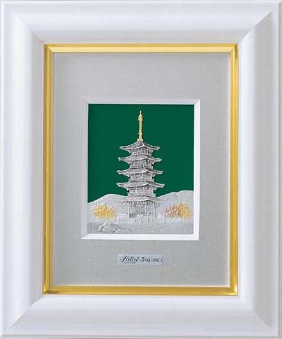 武比古 純銀 木製卓上額 白 五重塔 1号 | 銀製品,武比古 | 森銀器