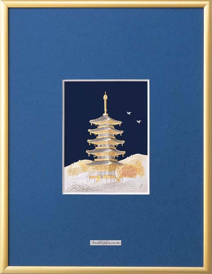 五重塔、金属製、AuP、高さ80cm