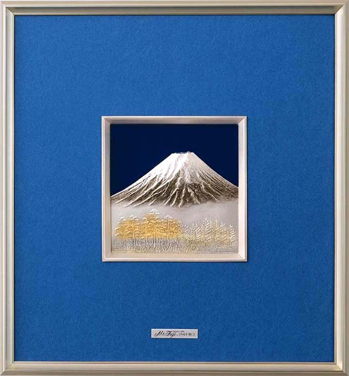 武比古 純銀 金属額 富士 6号 | 銀製品,純銀製レリーフ額,富士 金地