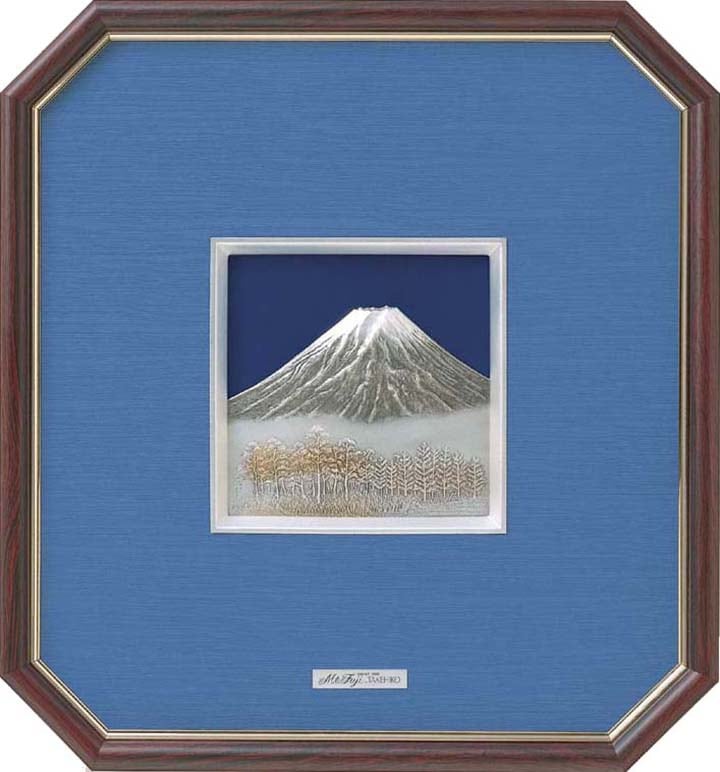 武比古 純銀 木製八角額 富士 6号 | 銀製品,純銀製レリーフ額,富士