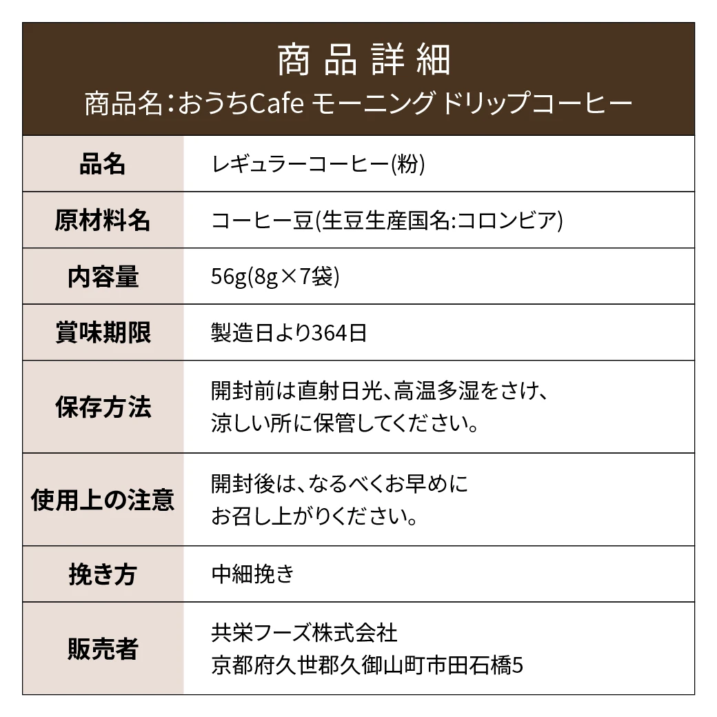 MJB(エムジェービー) <ドリップバッグ> おうちCafe モーニングドリップコーヒー [8g×7袋]