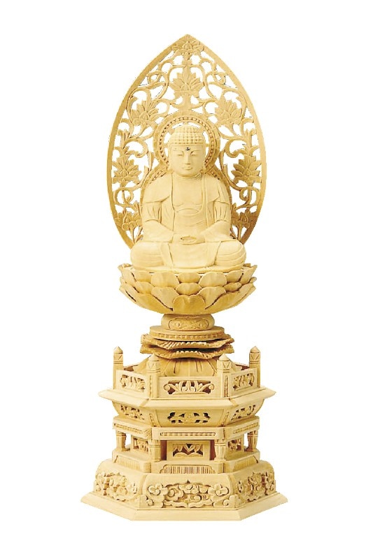 総白木 六角台座 座釈迦｜モダン仏壇、現代的な仏壇のもりきよ