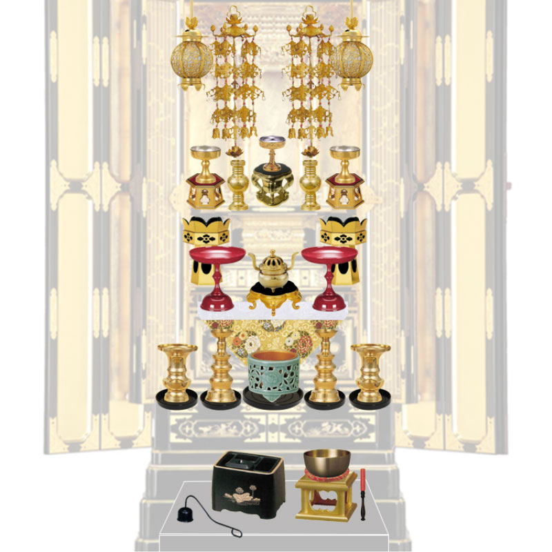 はじめてのお参り仏具一式セット 浄土真宗 東本願寺派 Aタイプ 金仏壇