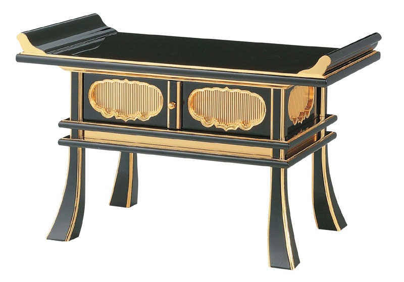 経机黒面金中京型 三方木瓜｜モダン仏壇、現代的な仏壇のもりきよ