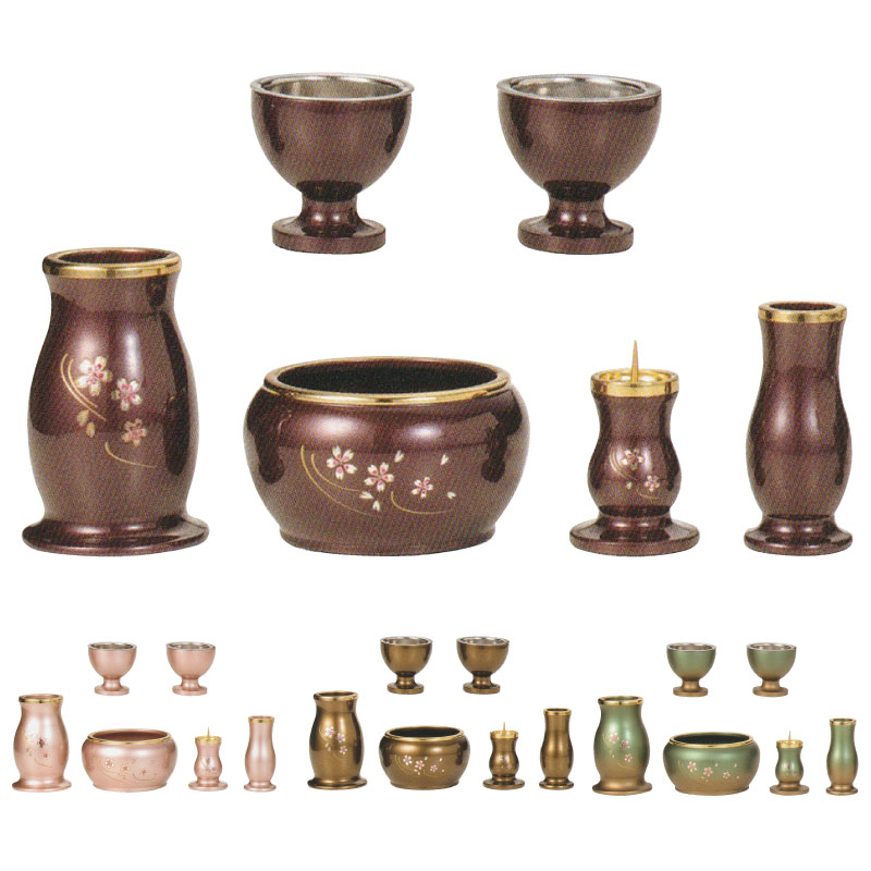 モダン仏具 ルミエール 6点セット 3寸 桜彫入｜モダン仏壇、現代的な