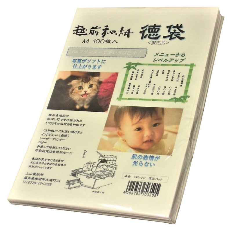 越前和紙 鳥の子 厚口 徳用パック A4 とりのこ TME-001 100枚の通販