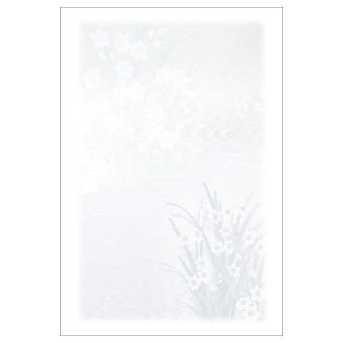 喪中はがき インクジェット 水仙(30枚) 郵便枠グレー ハート PJG701の