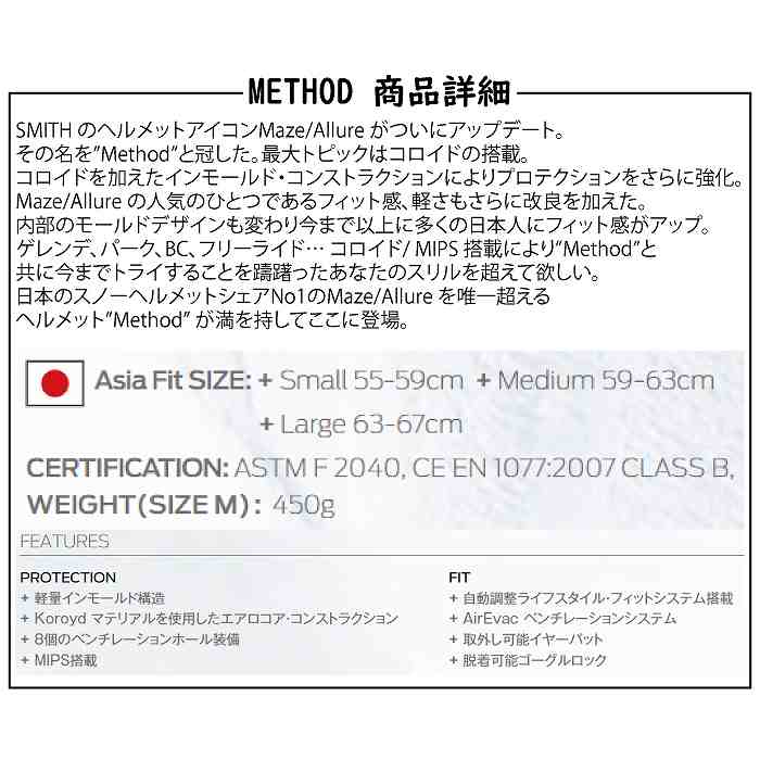 SMITH スミス 010274613 METHOD(ASIAN FIT) メソッド MATTE FOREST