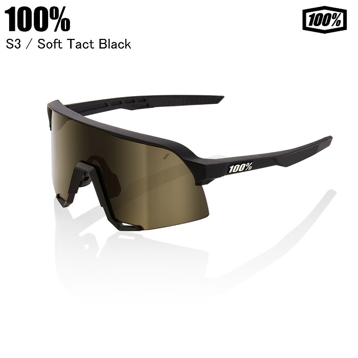 野球 サングラス 100% 100% ワンハンドレッド S3 エススリー Soft Tact Black Soft Gold