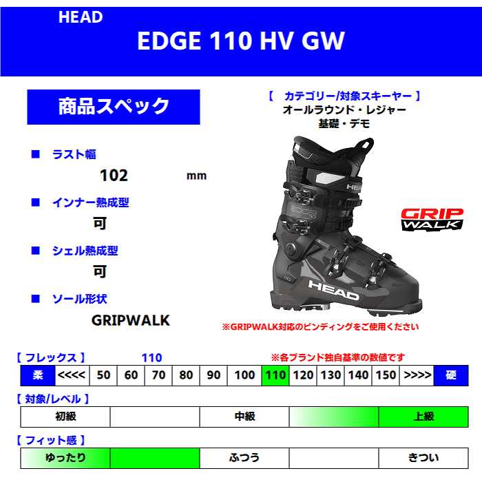 旧モデル ヘッド スキーブーツ 2025 HEAD EDGE 110 HV GW