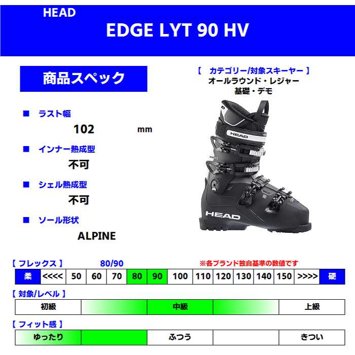 旧モデル ヘッド スキーブーツ 2025 HEAD EDGE LYT 90 HV BK/WH