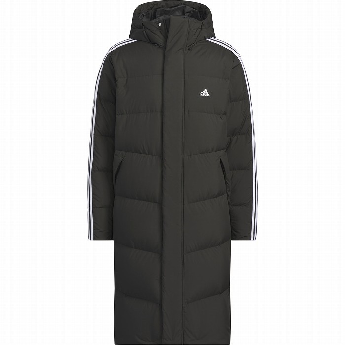 adidas ブラック ベンチコート ストライプ ADIDAS アディダス