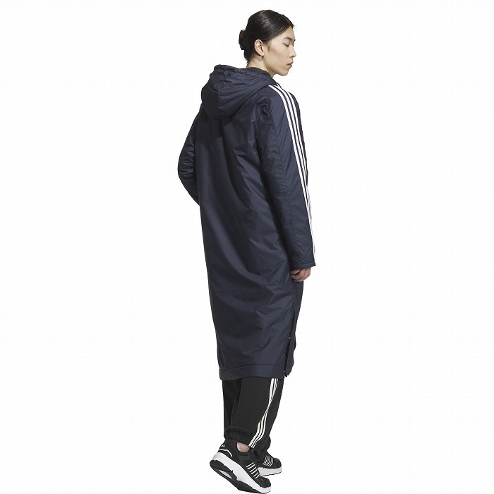 新品タグ付き⭐️2025FW⭐️セットアップ　フーディ⭐️ ネイビー　M ADIDAS アディダス マストハブ スリーストライプス ロングボアコート