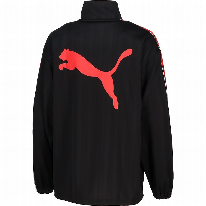 PUMA プーマ SHADOW STRIPE ニットジャケット(ブラック×レッド) 527754