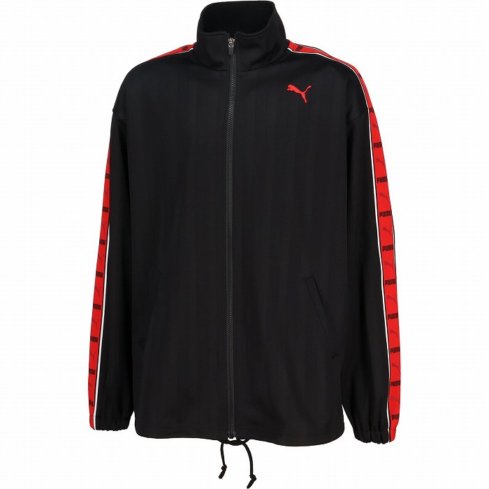 PUMA プーマ SHADOW STRIPE ニットジャケット(ブラック×レッド) 527754