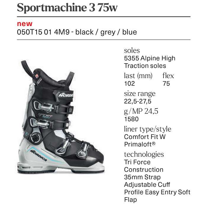 ノルディカ スキーブーツ 2026 NORDICA SPORTMACHINE 3 75 W BK-GRY-BL
