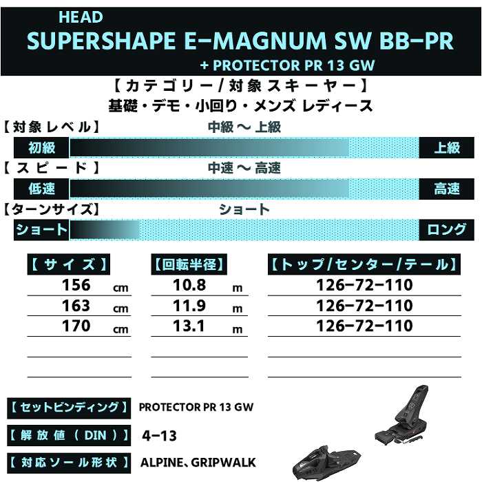 ヘッド スキー板 2026 HEAD SUPERSHAPE E-MAGNUM SW BB-PR + PROTECTOR