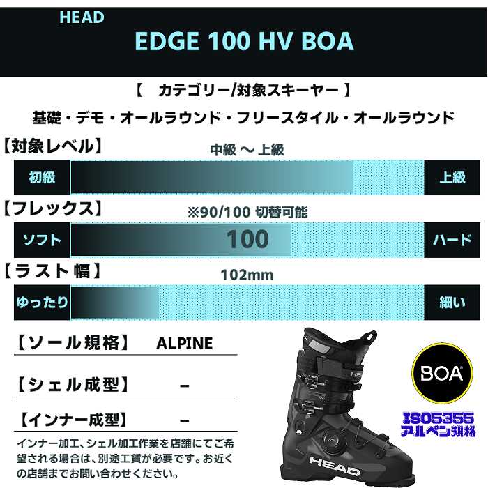 ヘッド スキーブーツ 2026 HEAD EDGE 100 HV BOA BLACK-WHITE エッジ